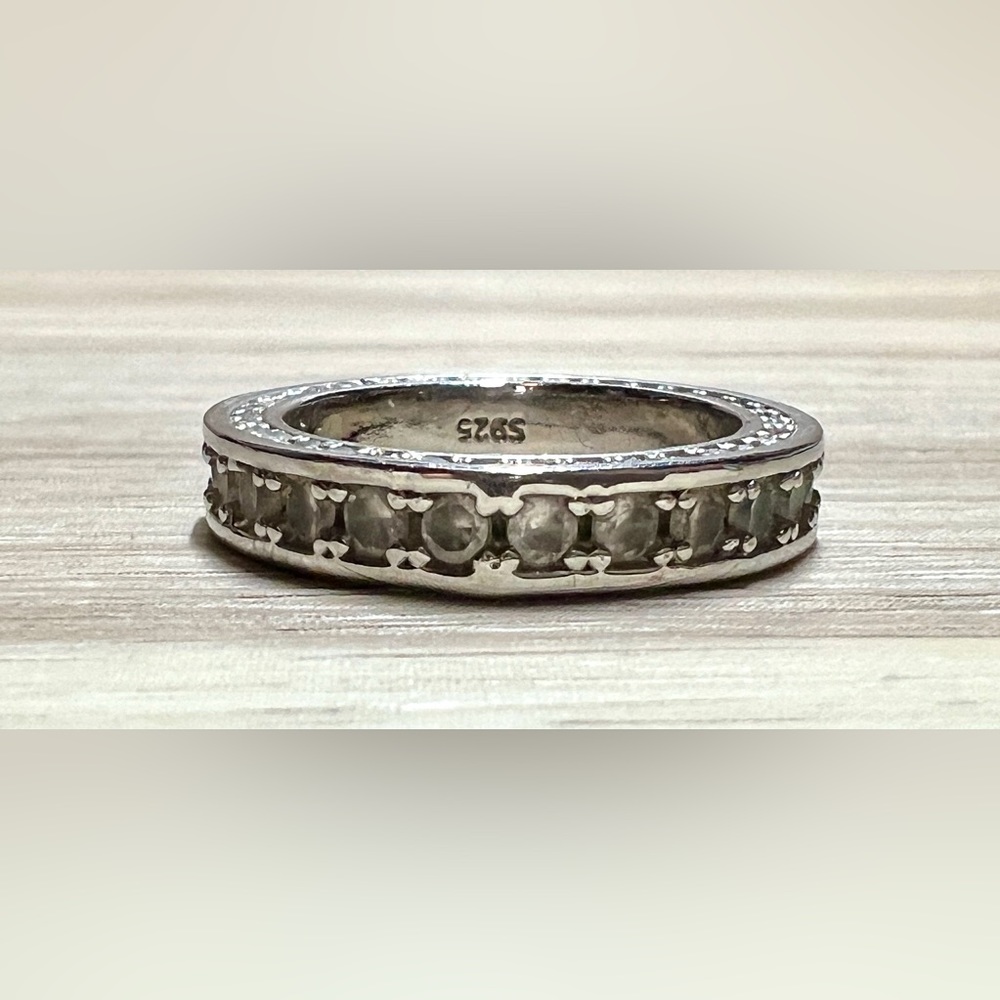 Vintage Double Sided Channel Set Cubic Ziconia Eternity Band Ring, Size 6